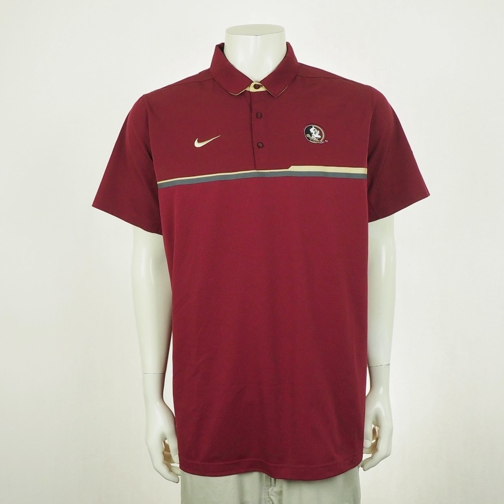 Nike Florida State Seminoles Polo Shirt Mens Sz XL Red Dri-Fit St. FSU NCAA Team